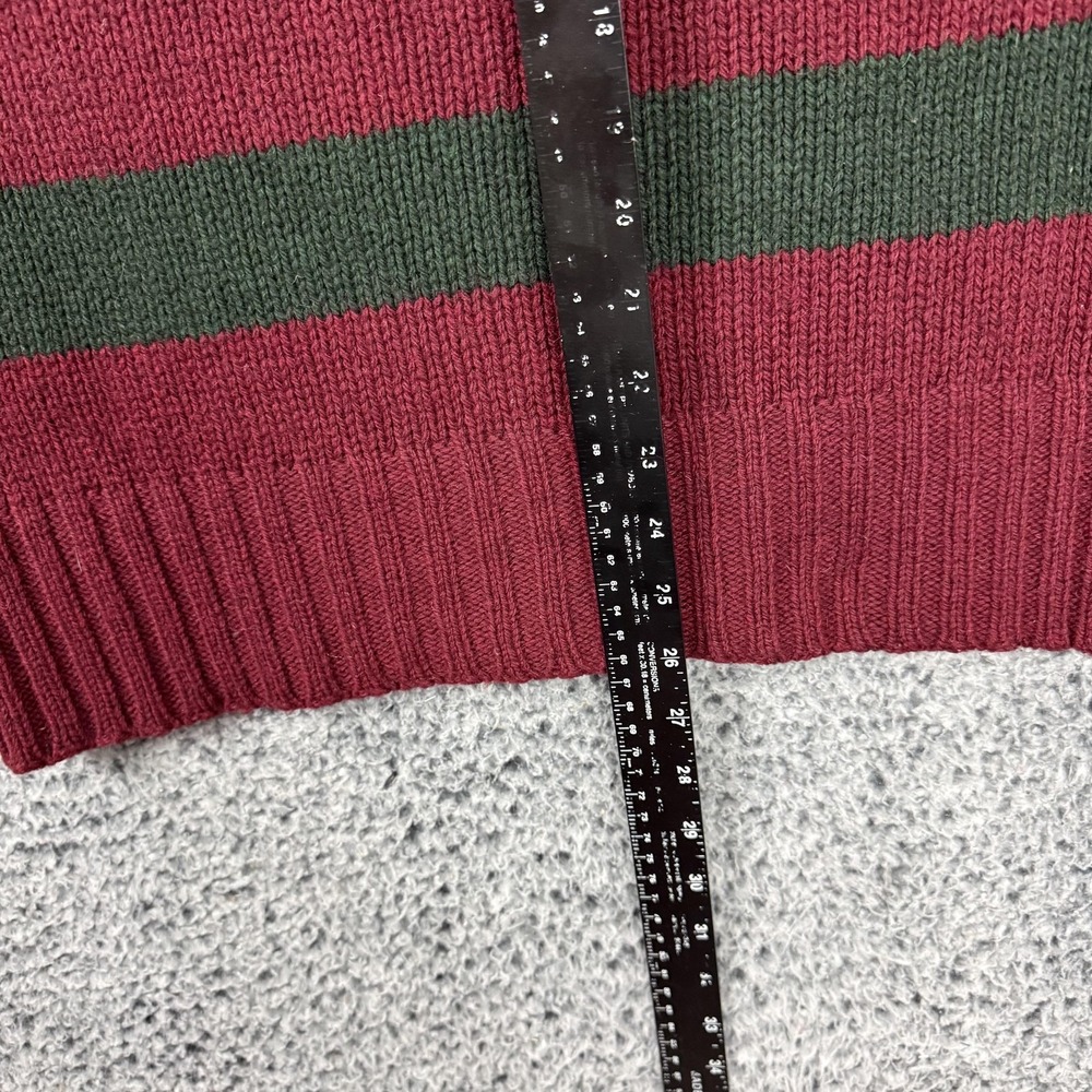 Boston Traders Sweater Mens XL Red Green Stripe Wool Blend Henley Mock Neck XL - Picture 10 of 11